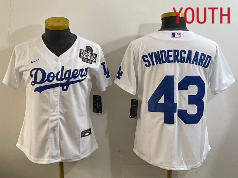 Youth Los Angeles Dodgers #43 Syndergaard White Game 2024 Nike MLB Jersey style 11201